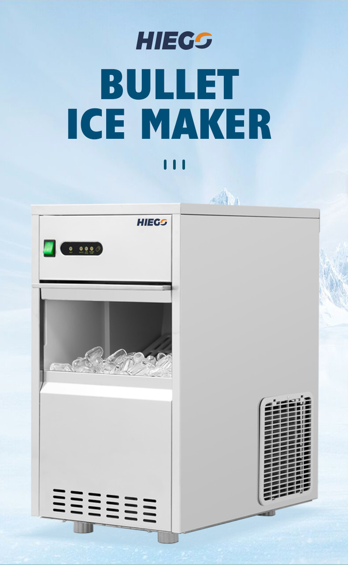 เครื่องทำน้ำแข็งกระสุนเชิงพาณิชย์ 25 กก. 240w เครื่องทำน้ำแข็งกรวดบนเคาน์เตอร์ 0