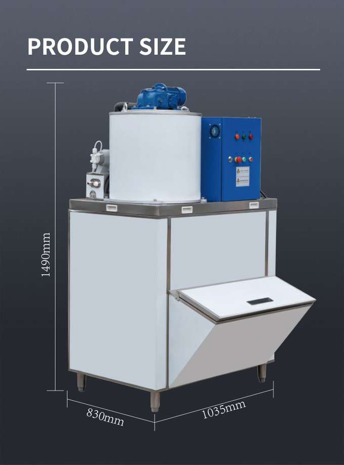 Air Cooling 500kg Flake Ice Maker Countertop สำหรับเครื่องกำเนิด R404a เชิงพาณิชย์ 10